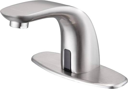 Touchless Bathroom Sink Faucet with Hole Cover Plate, Brushed Nickel (Brushed Nickel)