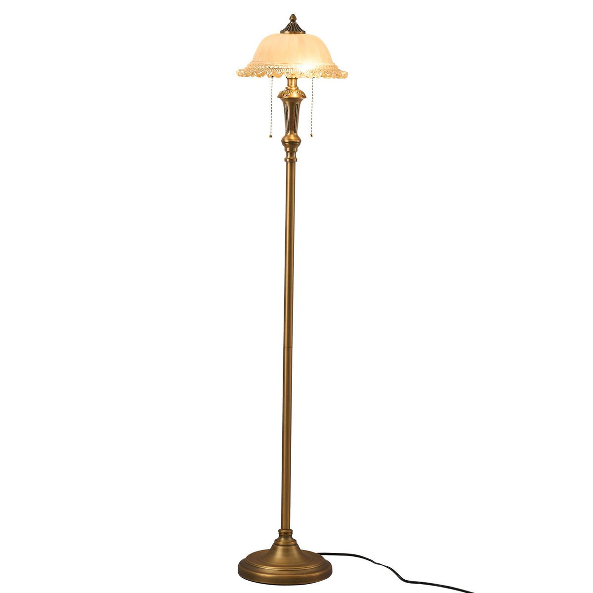 HDDFL Brown Glass Shade Floor Lamp with Metal Base and Pole