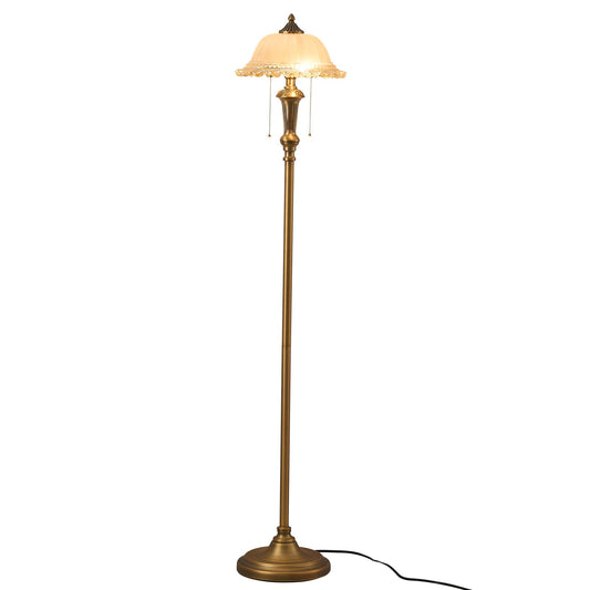 HDDFL Brown Glass Shade Floor Lamp with Metal Base and Pole