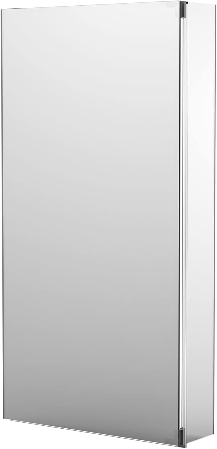 Sunrosa Medicine Cabinet with Mirror Door, 16'31.5' Bathroom Tempered Glass Mirror Cabinet,Wall-mountable and Recessed-in Mirror Cabinet, 1 Door