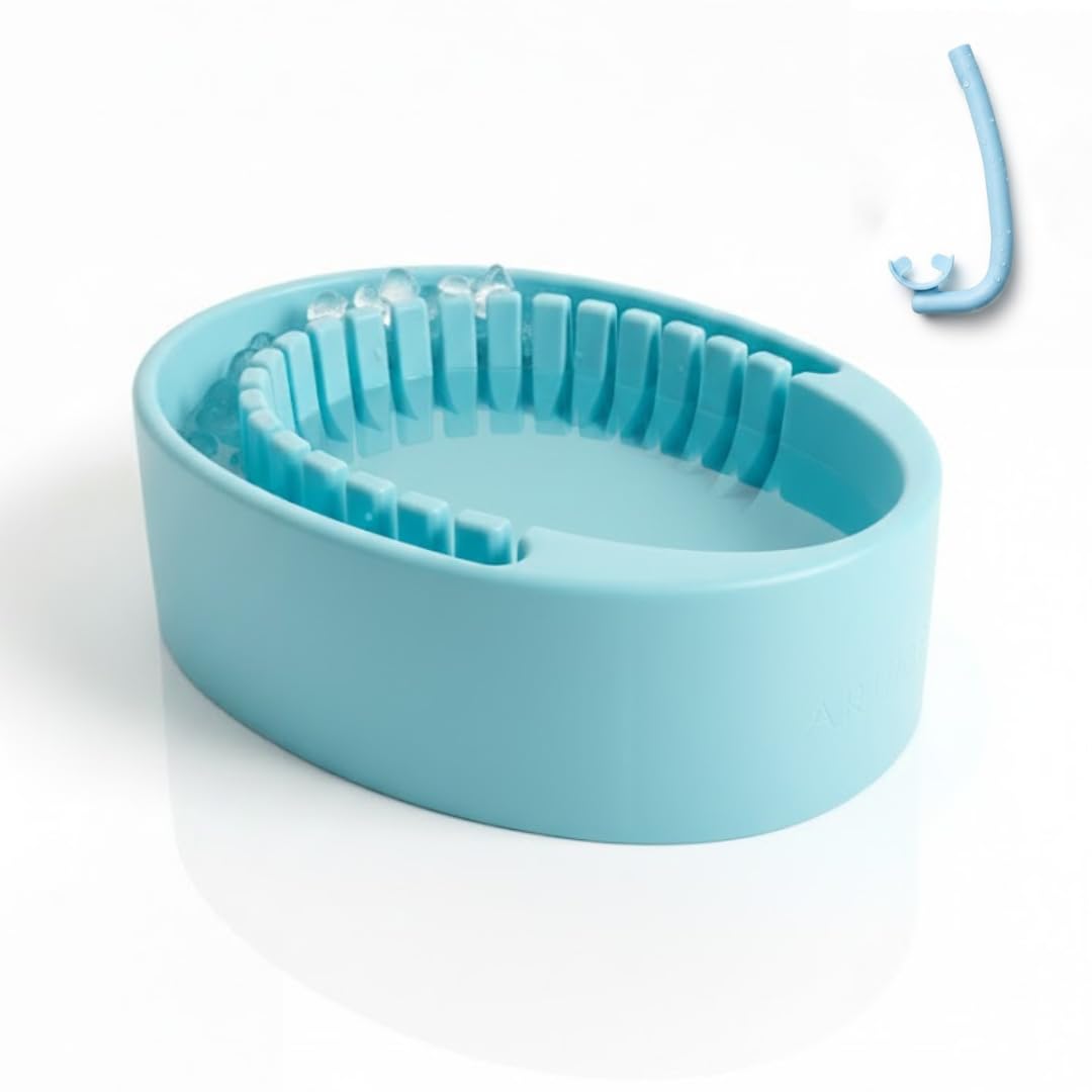 Facial Cold Plunge Ice Bowl with Separate Chamber for Ice & Breathing Tube - Patented Face Ice Bath Bowl for Cold Water Therapy - Depuffing, Tightening and Brightening Skincare Tool