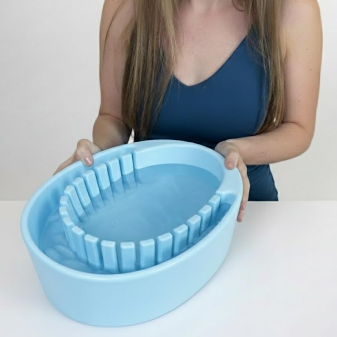 Facial Cold Plunge Ice Bowl with Separate Chamber for Ice & Breathing Tube - Patented Face Ice Bath Bowl for Cold Water Therapy - Depuffing, Tightening and Brightening Skincare Tool