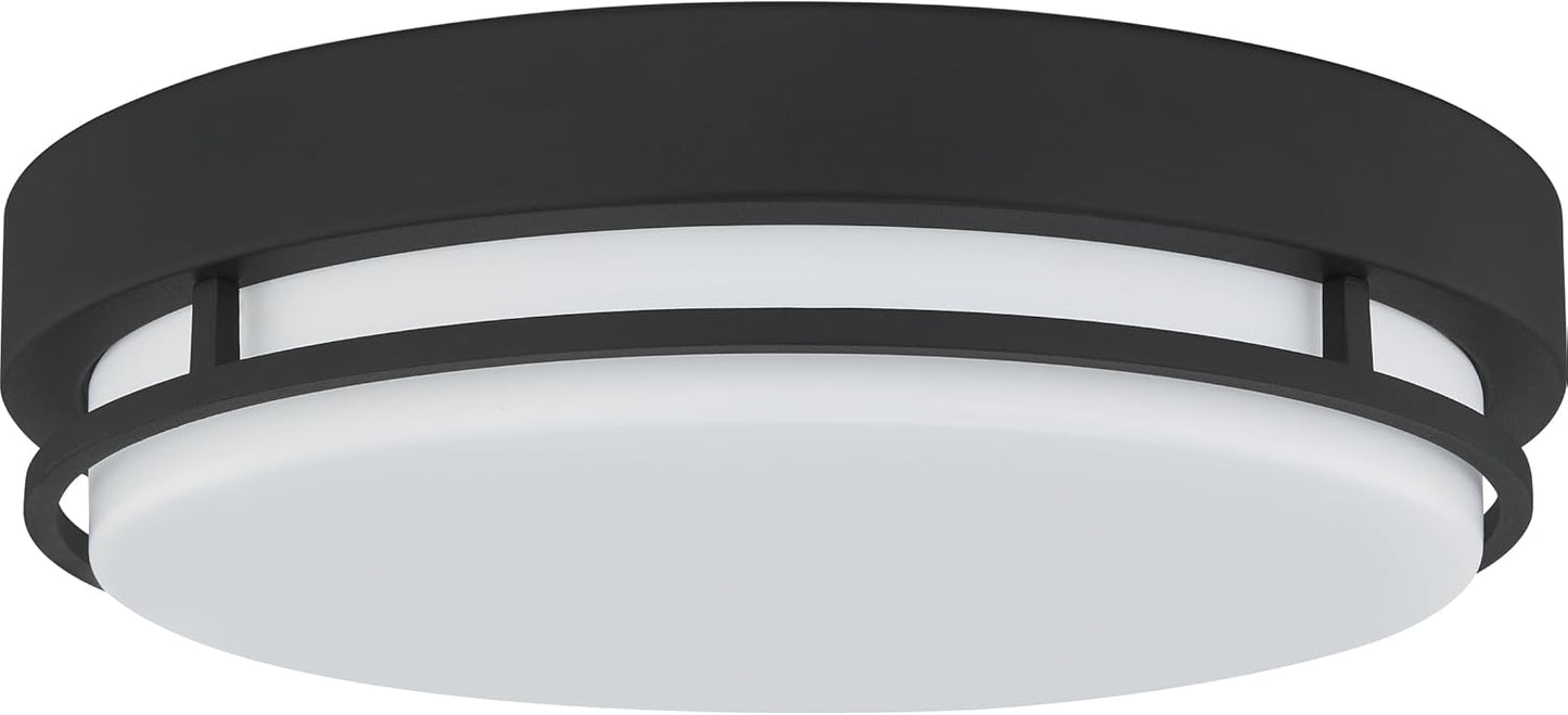 Hale Integrated LED Flush Mount Light, 14-Inch Earth Black Ceiling Fixture, Modern Low Profile Lighting for Hallway, Kitchen, Bedroom 14" W