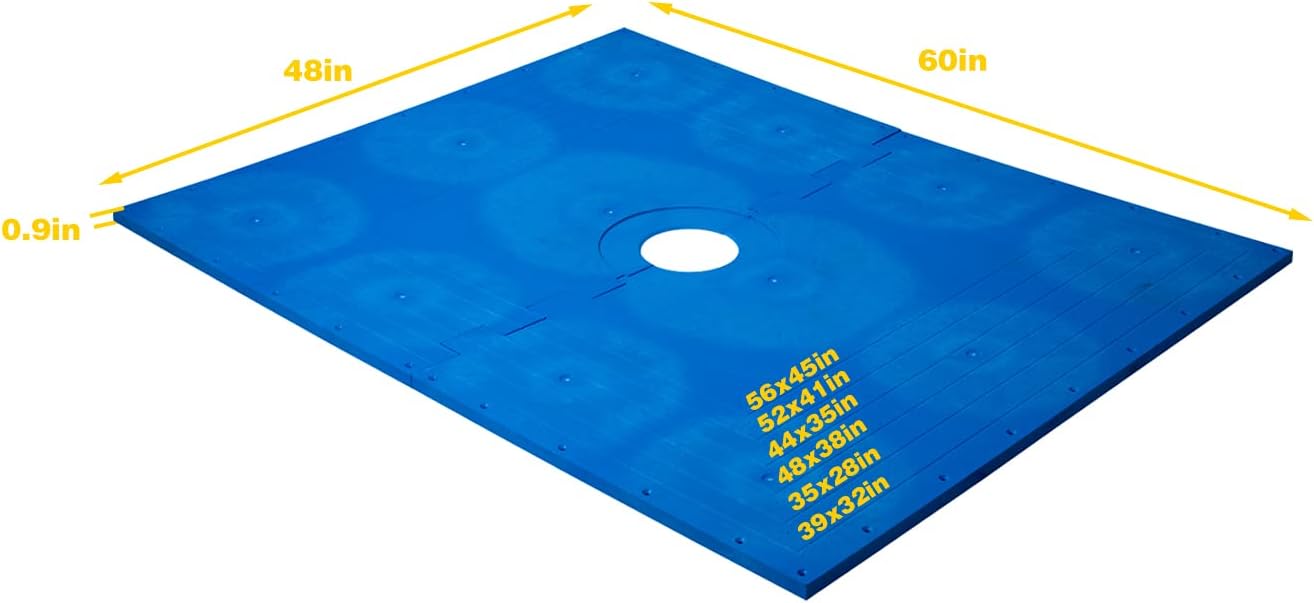 Uni-Green 2 pcs Interlocking Shower Pan 60X48', Ready to Tile and Cut-to-Fit Curbless Shower Pan.