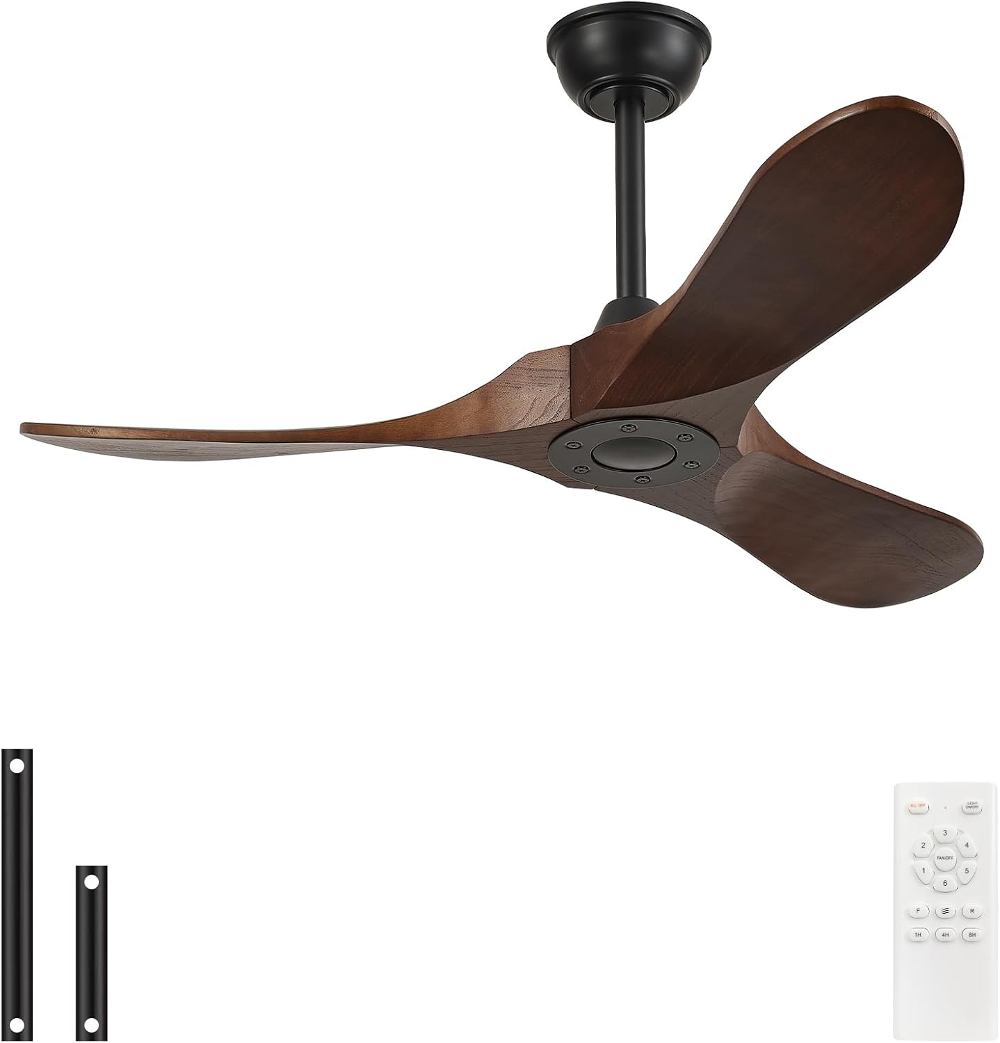 42'' Wood Ceiling Fan without Light,Large Airflow with Quiet Operation and Speed Memory Function,Outdoor Ceiling Fan Dark Walnut Finish for Bedroom,Living Room,Patio.