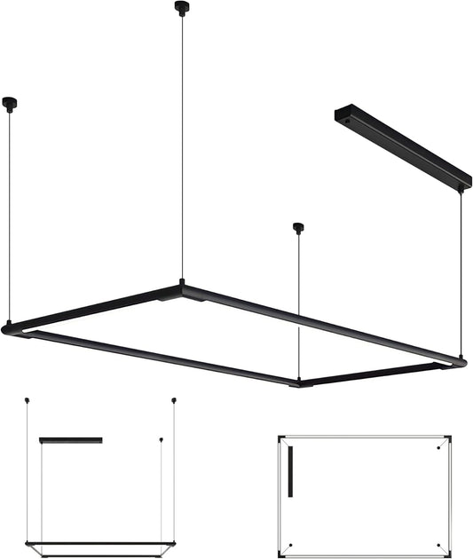 Rectangle Pendant Light, Led Chandelier, Office Light, Dining Room Light, Kitchen Island Light, Ceiling Light, No Flicker, Non Dimmable, Adjustable