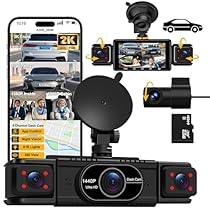 4 Channel Dash Cam Front and Rear: 2K Front 1080P Rear Inside/Cabin Dash Camera for Cars with 5G Wi-Fi 64GB Card Night Vision G-Sensor 360° View for New Drivers Families Uber/Lyft Drivers