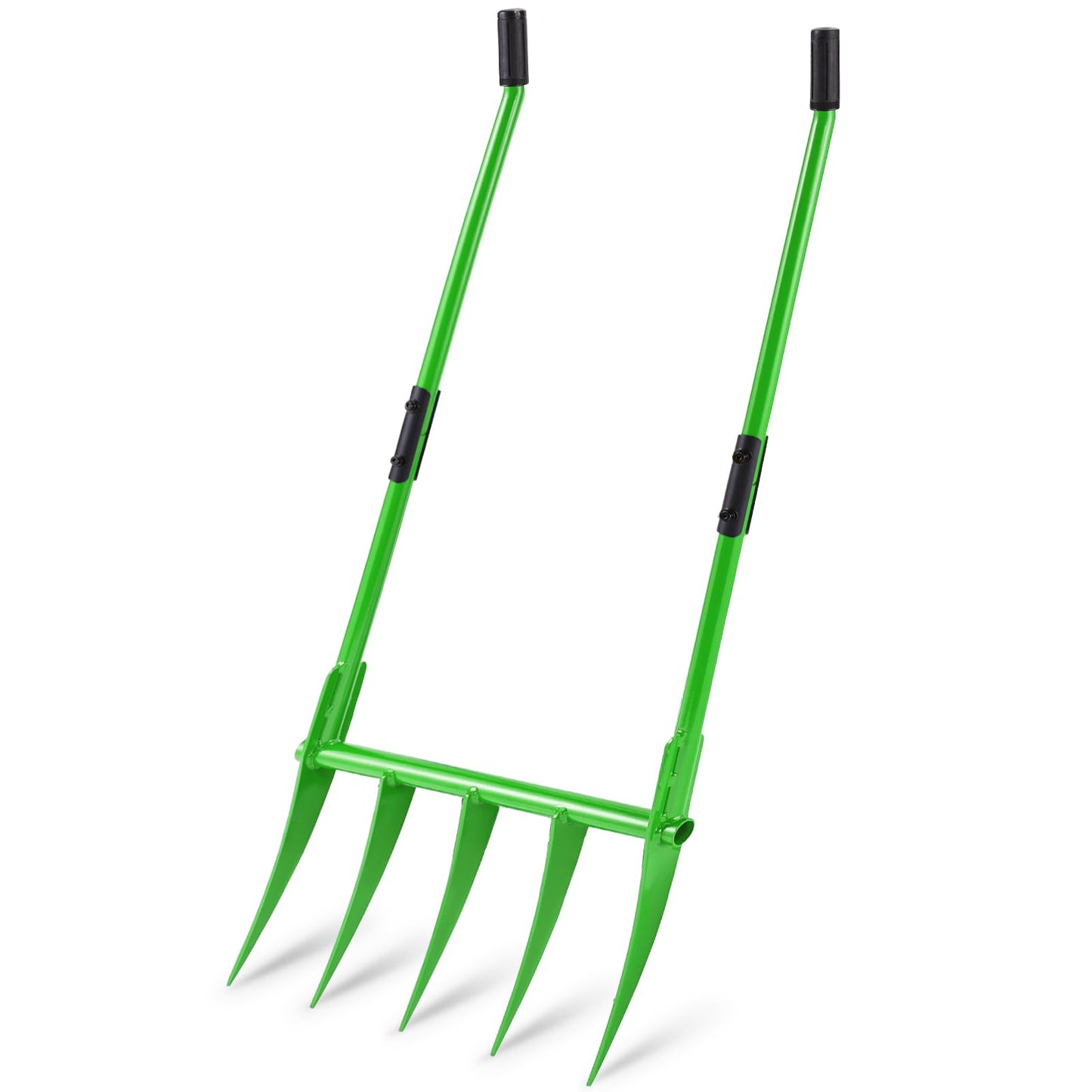 5 Tines All Steel Broadfork, 19" Broad Fork Garden Tool Heavy-Duty Digging Pitchfork, Non-Slip Grips & Detachable Design for Gardening, Farm Cultivation, and Soil Loosenin