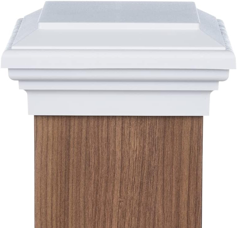 6x6 Post Caps (5.5')  (Case of 14) White Flat Top Newell Style Square Top for Outdoor Fences, Mailboxes & Decks