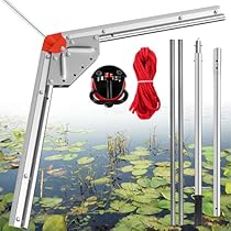 Lake Weed Cutter,Aquatic Pond Plant Cutting Tool with Adjustable Cutting Angles,Pond Rake with Sharp Razor Blades Shear Cattail,Reed, hragmites Lilly and Chara Algae,30 Foot Throw Rope