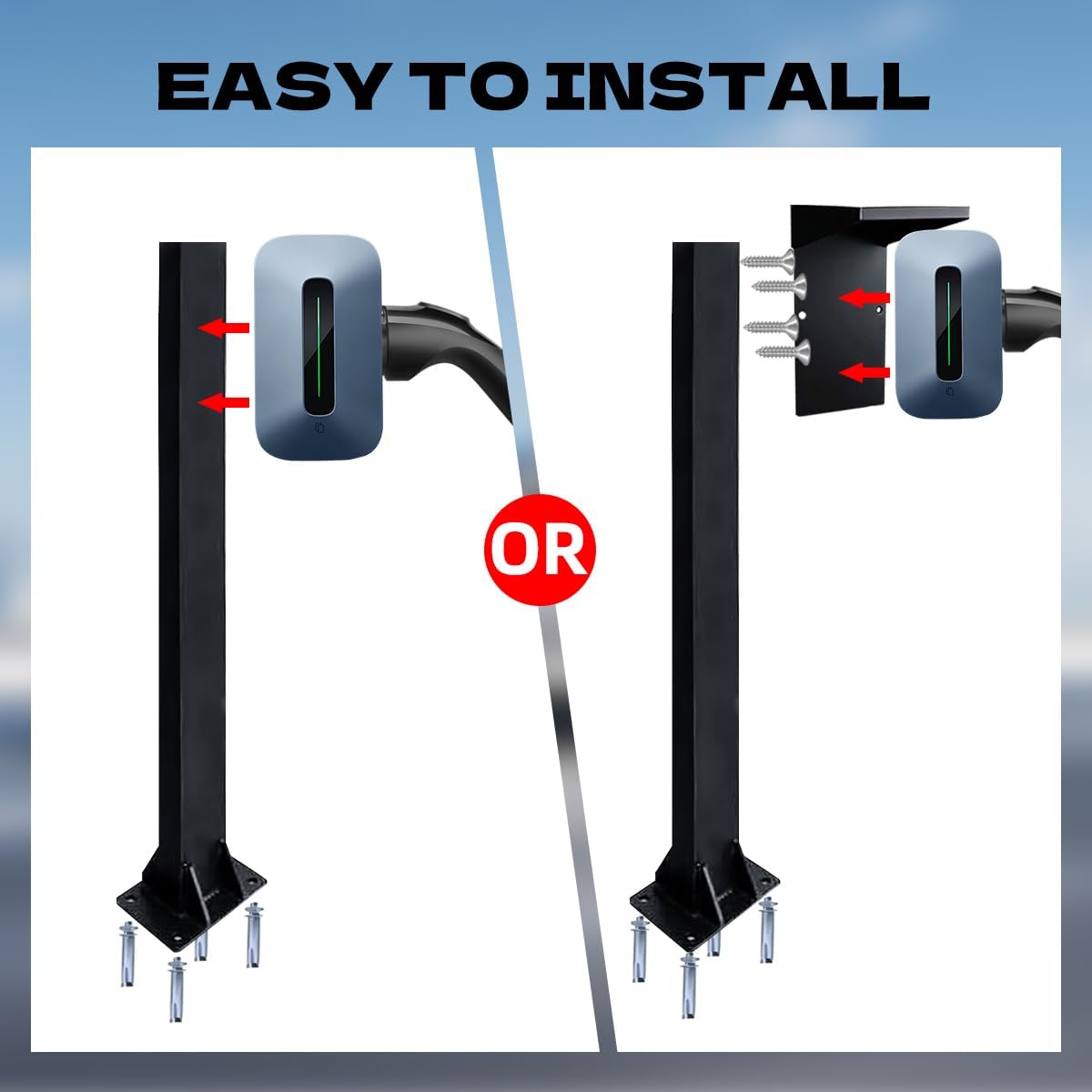 Cold Rolled Steel Charging Station Column - Weather-Resistant for Outdoor/Indoor Use EV Charge Stand Charging Pillar for Tesla
