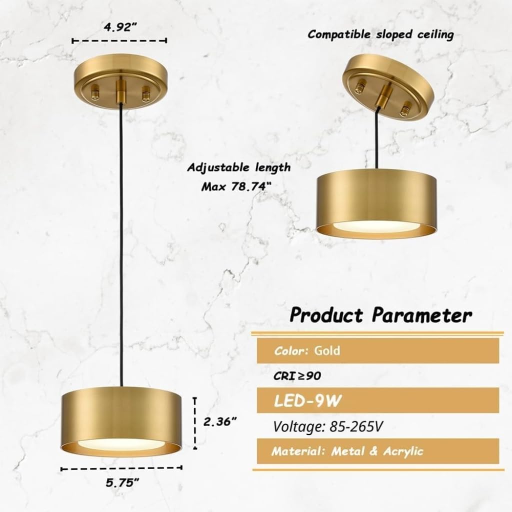 RGBCW Gold Mini Pendant Light LED Hardwired, Kitchen Island