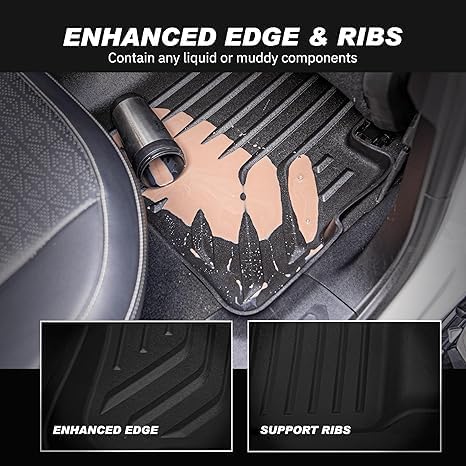 Premium MAXPRO All Weather Floor Mats for 2024-2026 Ford Ranger Raptor SuperCrew Cab Custom Fit Floor Liners 1st&2nd Row Set Waterproof TPE Anti-Slip Truck Mats Full Set Automotive Floor Mats Pickup