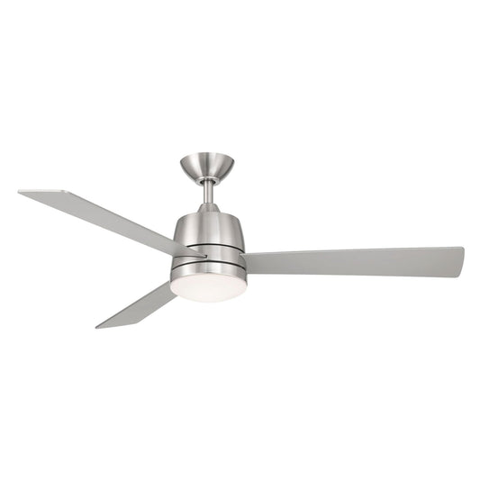 Wind River WR1520N Joplin 52 Inch Indoor Ceiling Fan | 1007 Lumens Integrated LED 3000K | Satin Nickel Finish with Silver Blades | Dual Wall Control | 3 Speed AC Motor | Manual Reverse