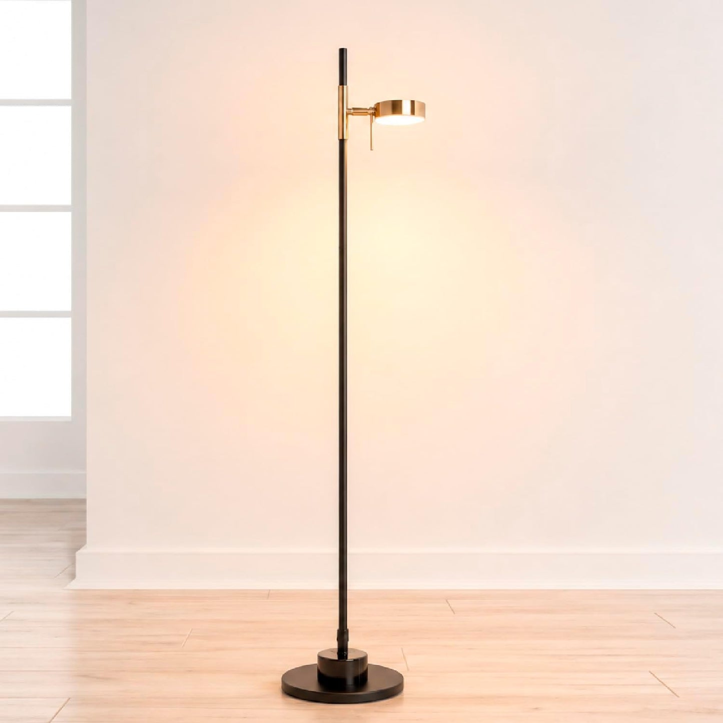HarvestLand Black Brass Kindle Reading Lamp, Marble-Effect, Adjustable Head | 58'' Standing Reading Lamp, Marble-Look Base, 12W Warm LED Lamp, CRI≥80, LED lamp for Living Room, Bedroom, Office, Reading