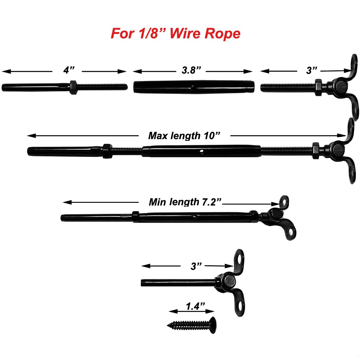 Sowtowe 12 Pairs Black Cable Railing Hardware,Black Stainless Steel Cable Railing Kit,for 1/8 Cable Railing System, Adjustable Angle,T316 Marine