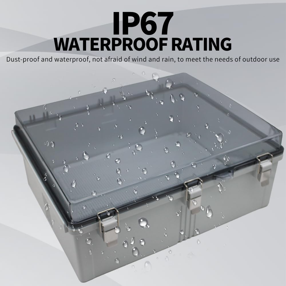 Waterproof Clear Box Size(510x410x200mm) IP67 ABS Outdoor Large Waterproof Box Enclosure Boxes 1' NPT*2 Ju