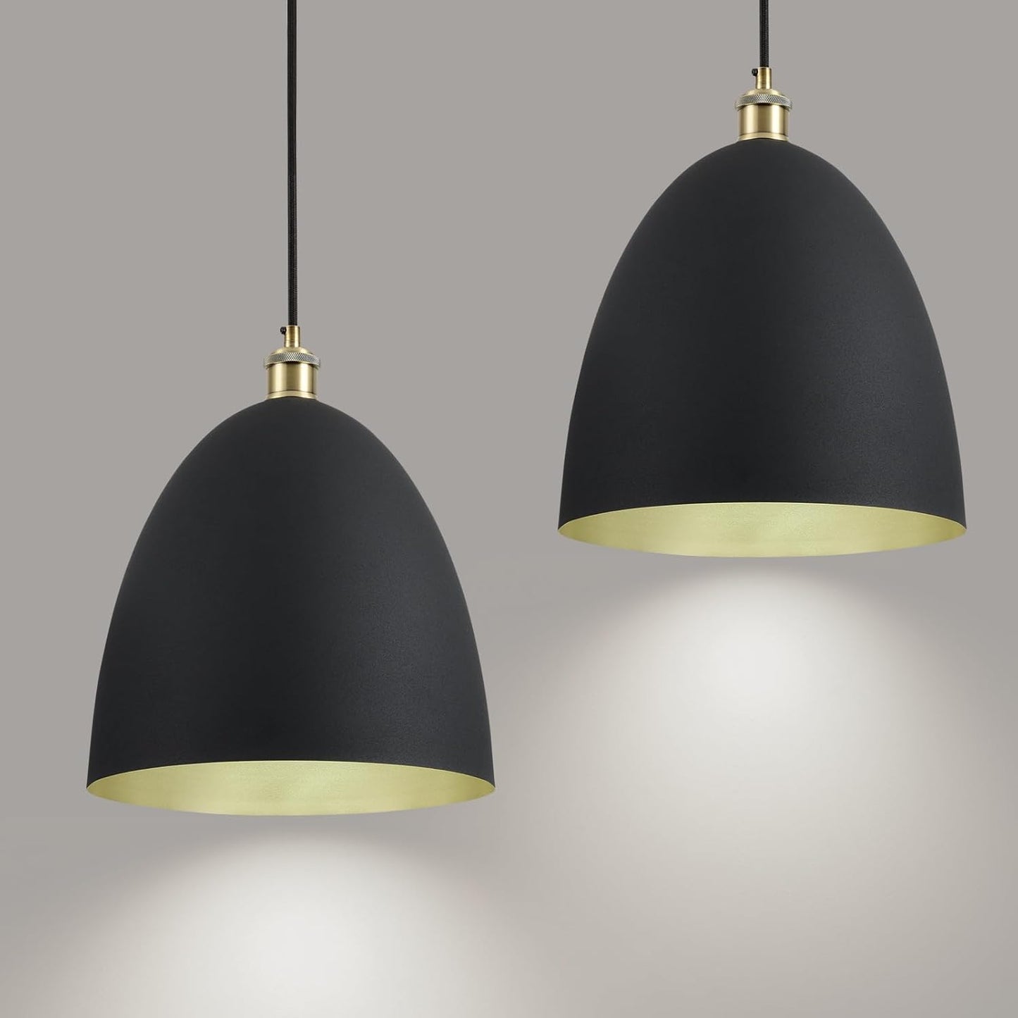 2 Pack 11.8' Diameter Modern Minimalist Black and Gold Pendant Lights - Suitable for a Variety of Styles and Scenes