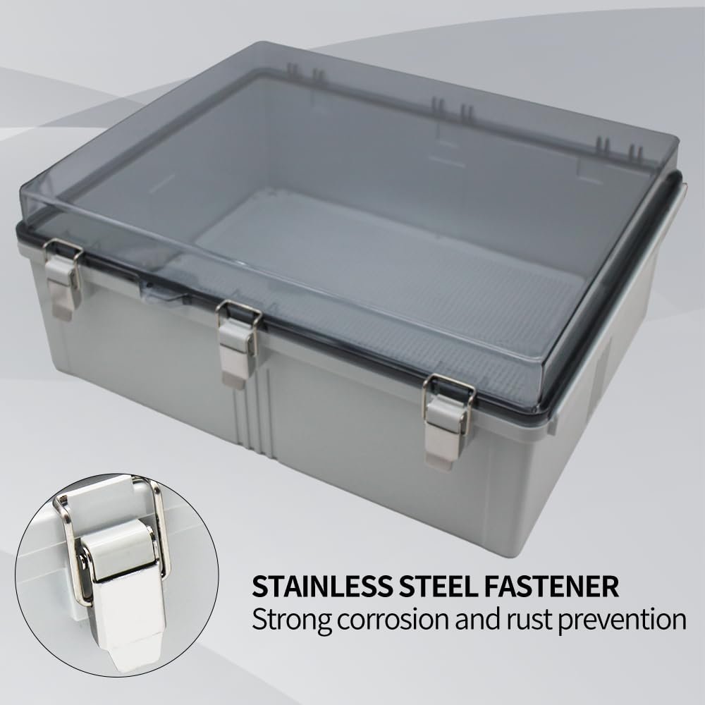 Waterproof Clear Box Size(510x410x200mm) IP67 ABS Outdoor Large Waterproof Box Enclosure Boxes 1' NPT*2 Ju