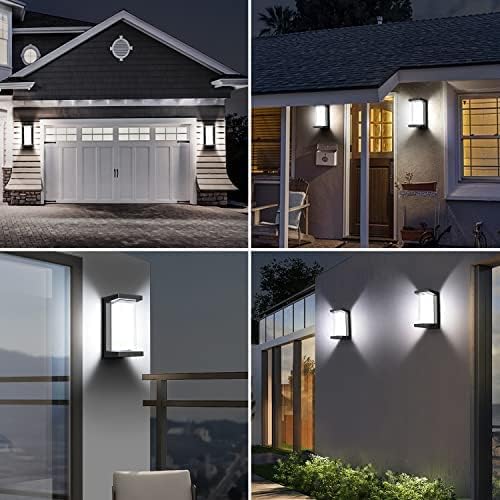 LEDMO Outdoor Wall Lights 18W Exterior Modern Wall Mount Light with 6000K 1800LM LED Bead IP65 Waterproof Aluminum Shall Matte Black Outside Light