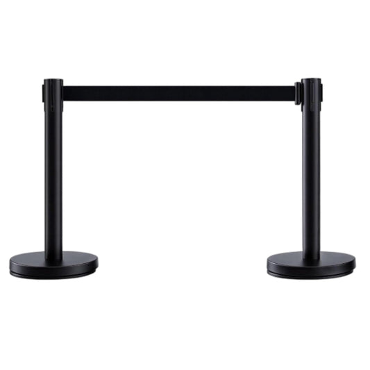 Gisafai 2 Pack 24" Stanchions Black, Low Profile Stanchions Crowd Control | with 10ft Retractable Belts, Stanchions for Theaters, Parties, Car Shows, Museums, Art Galleries, Unobstructed View Display