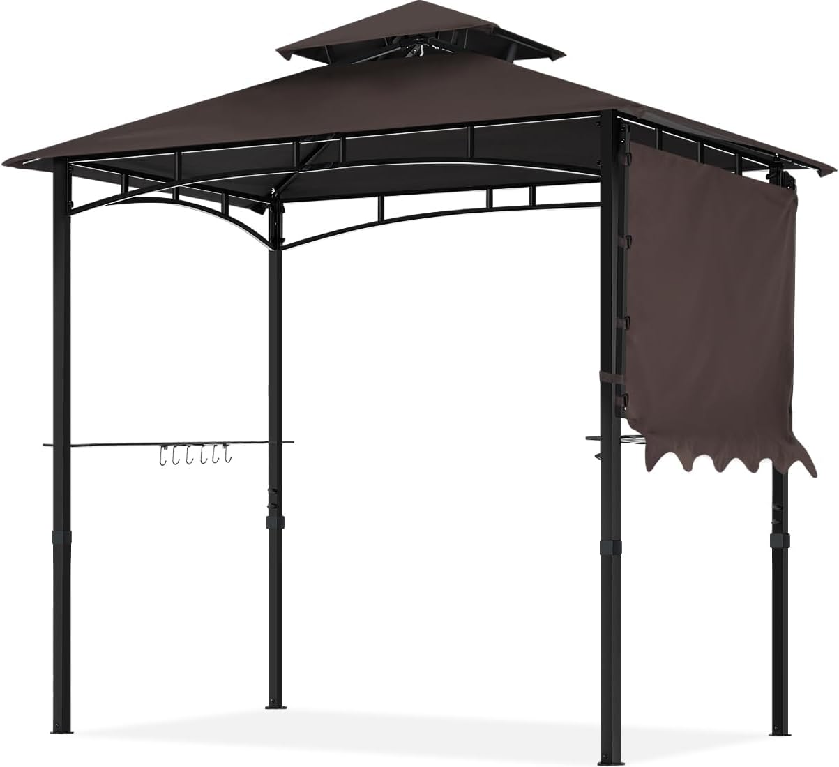 MASTERCANOPY 11 x 5 Grill Gazebo with Extra Side Awning Outdoor BBQ Gazebo with 2 LED Lights for Patio Party Backyard Picnic(Brown) (Brown, 5x11)