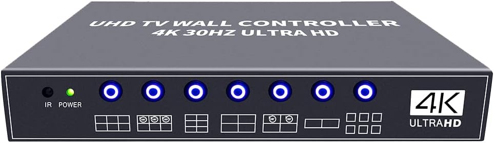 ISEEVY 4K UHD Video Wall Controller 2x3 3x2 2x2 TV Wall Processor Support 3840x2160@30 HDMI Input for 6 TV Splicing Display