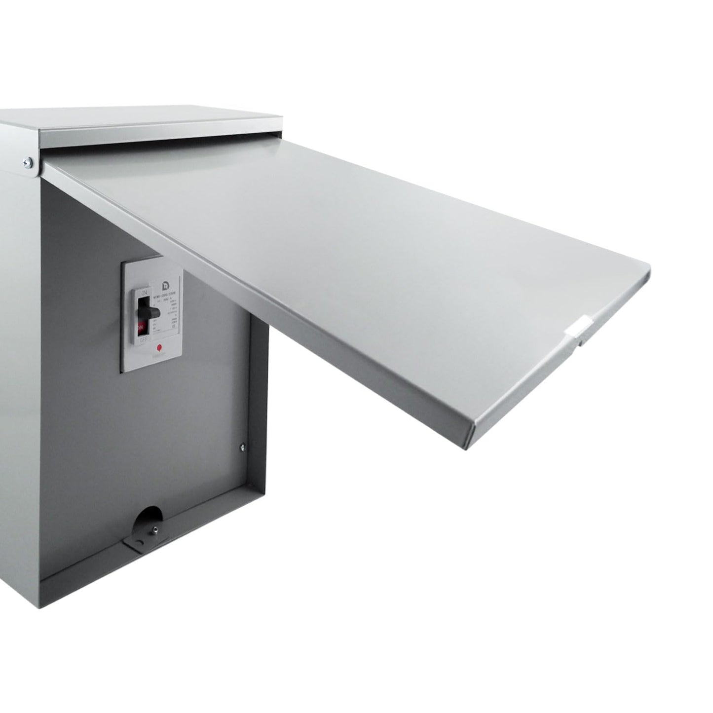 200A RV Disconnect Switch 400V NEMA 3R Pre-Wired Breaker Box | Galvanized steel outdoor enclosure for solar, generator, and camper power. Includes molded case circuit breaker.