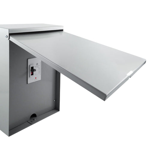 200A RV Disconnect Switch 400V NEMA 3R Pre-Wired Breaker Box | Galvanized steel outdoor enclosure for solar, generator, and camper power. Includes molded case circuit breaker.