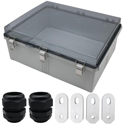 Waterproof Clear Box Size(510x410x200mm) IP67 ABS Outdoor Large Waterproof Box Enclosure Boxes 1' NPT*2 Ju