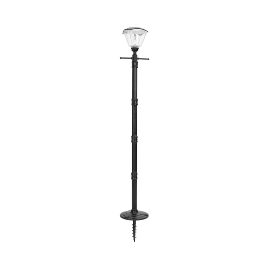 Gama Sonic Haven Solar Lamp Post Kit 74-inch Height, Outdoor Single Black Resin and Clean Lens Post Lamp with Pole and EZ Anchor In-Ground Auger, Warm White 2700K (205B50071) Black Finished 1-Pack