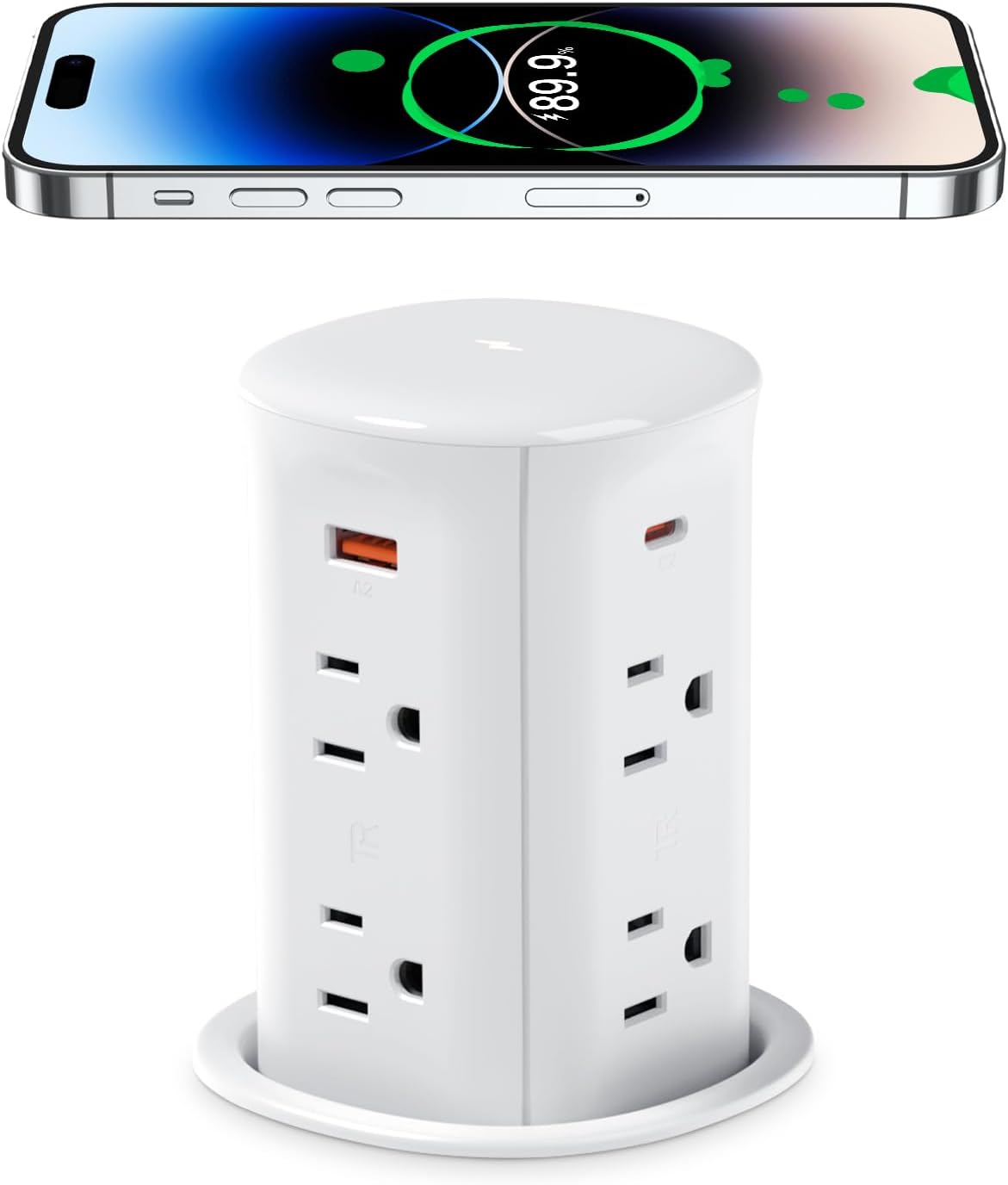 Pop Up Counter-top Outlet with 4 USB Ports 15W Wireless Charger, Max 20W,