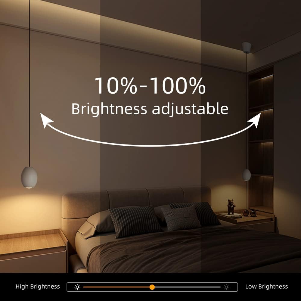 LED Mini Pendant Light 7W Dimmable Retractable Design Free Lifting CRI 97 Anti-Glare Matte White Aluminum Ceiling Hanging Spotlight