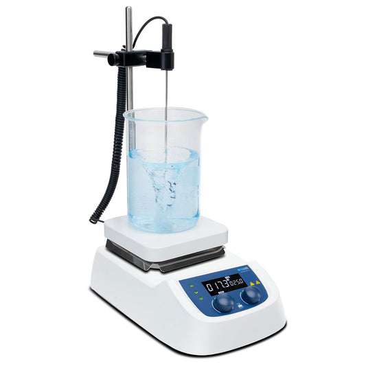 380 LCD Digital Hotplate Magnetic Stirrer with Ceramic Coated Aluminum Work Plate and Metal Case,Timer 1min-99h59min,200-1500rpm,5L,Temp Probe Sensor