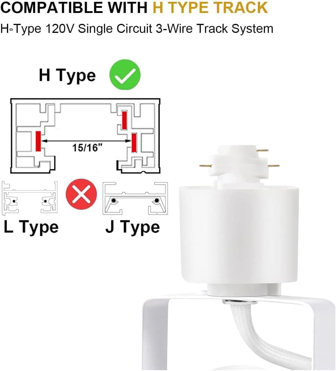 Motrackcao 10W LED Track Lighting Heads - Adjustable Track Lighting Fixtures for Retail Artwork-Cool White 4000K-H Type Track Lights 1000lm-120V 24