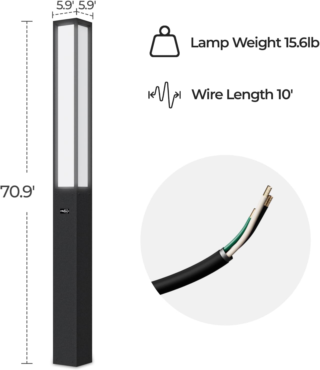 Outdoor Landscape Path Light, 71' Waterproof Aluminum LED Lighting, 8W 800LM Curb Appeal Lights, Modern