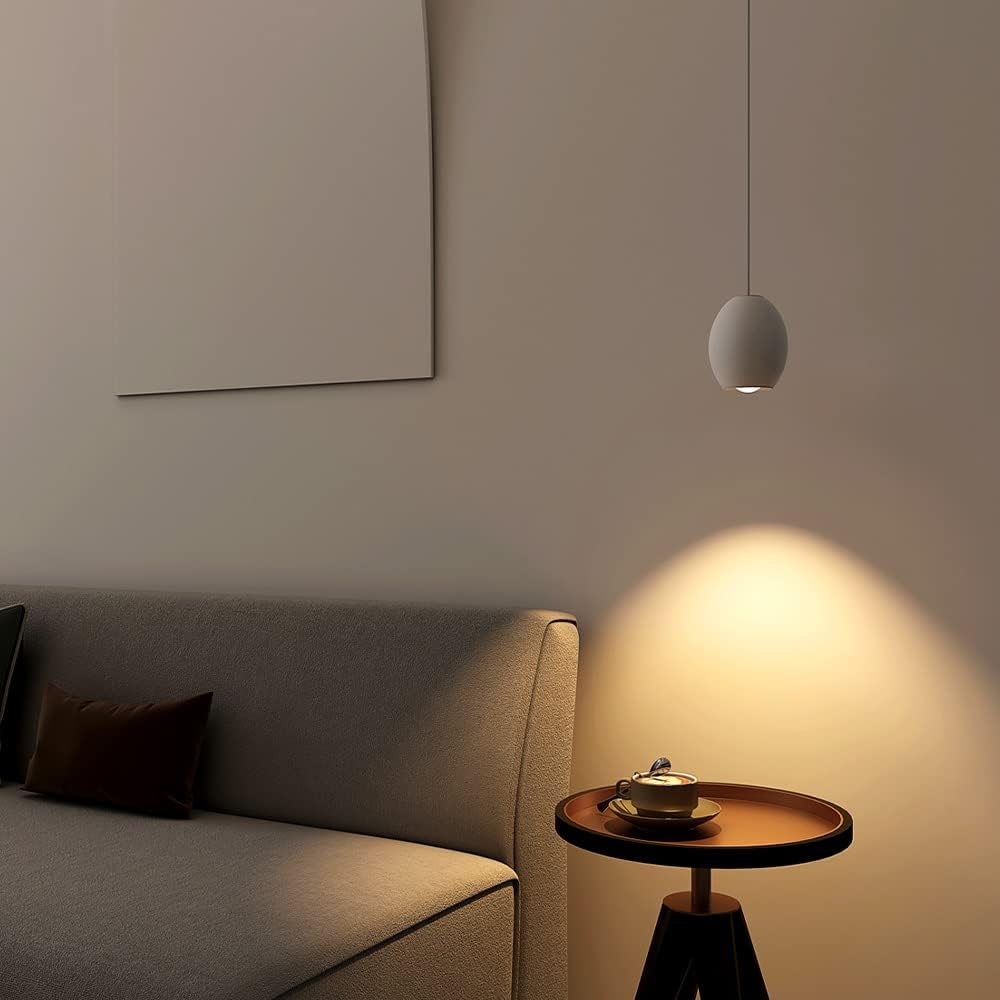 LED Mini Pendant Light 7W Dimmable Retractable Design Free Lifting CRI 97 Anti-Glare Matte White Aluminum Ceiling Hanging Spotlight