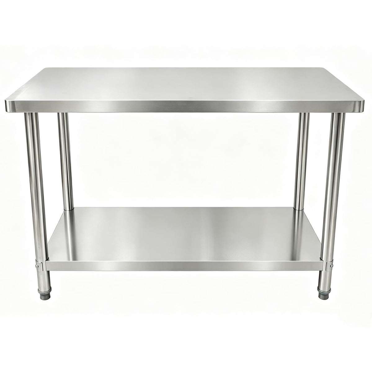 Stainless Steel Work Table, 24 x 48 Inch Heavy-Duty Prep Table with Undershelf and Reinforced Supports for Kitchen, Restaurant, Garage, Workshop, and Laundry Room