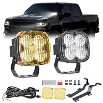 3 Inch LED Ditch Lights for 2014-2019 Silverado 1500, with A-Pillar Brackets Wiring Harness Combo Kits, 40W Spot Flood Offroad LED Lights Bar Pods White Yellow Light, Pair C| Ditch Lights | 2014-2019 Silverado 1500