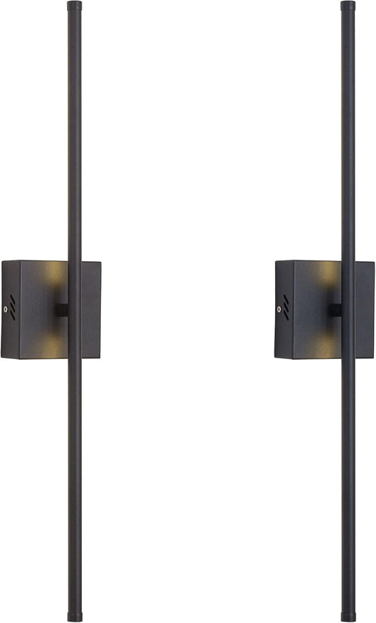 KARTOOSH Modern Wall Sconces Set of Two, Dimmable Hardwired Wall Sconces, 350 Rotate, LED Matte Black Wall Light Fixtures, 3000K Warm Light Wall Lamp