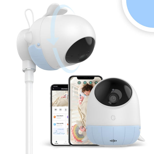 Simshine 2K UHD Wireless Baby Monitor with Smartphone App, Cry Auto Soothing Lullaby, Face Covered Alert, Auto Photo Capture, 2-Way Audio, Virtual