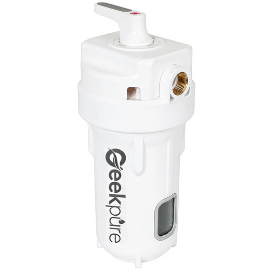 10-Inch Whole House Big Water Filter Housing-Fit for 4.5"x10"Filters -1 Inch NPT Brass Port with Clear Bottom Viewing Window and 4 Working Positions- Filter, Bypass, Backwash, Stop