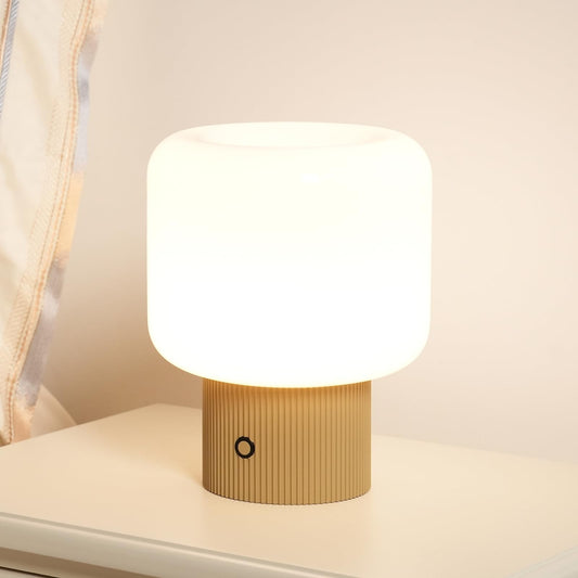 MAGCHARM Mushroom Lamp Cordless Rechargeable Table Lamp with Glass Shad