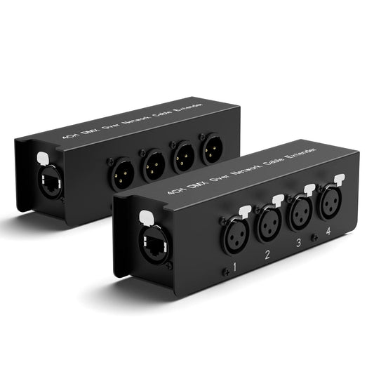 4 Channel Sub Snake Box over Ethercon Cable Multi Extender for Stage Lighting and Recording Studio- XLR/AES/DMX Channel Over Shielded