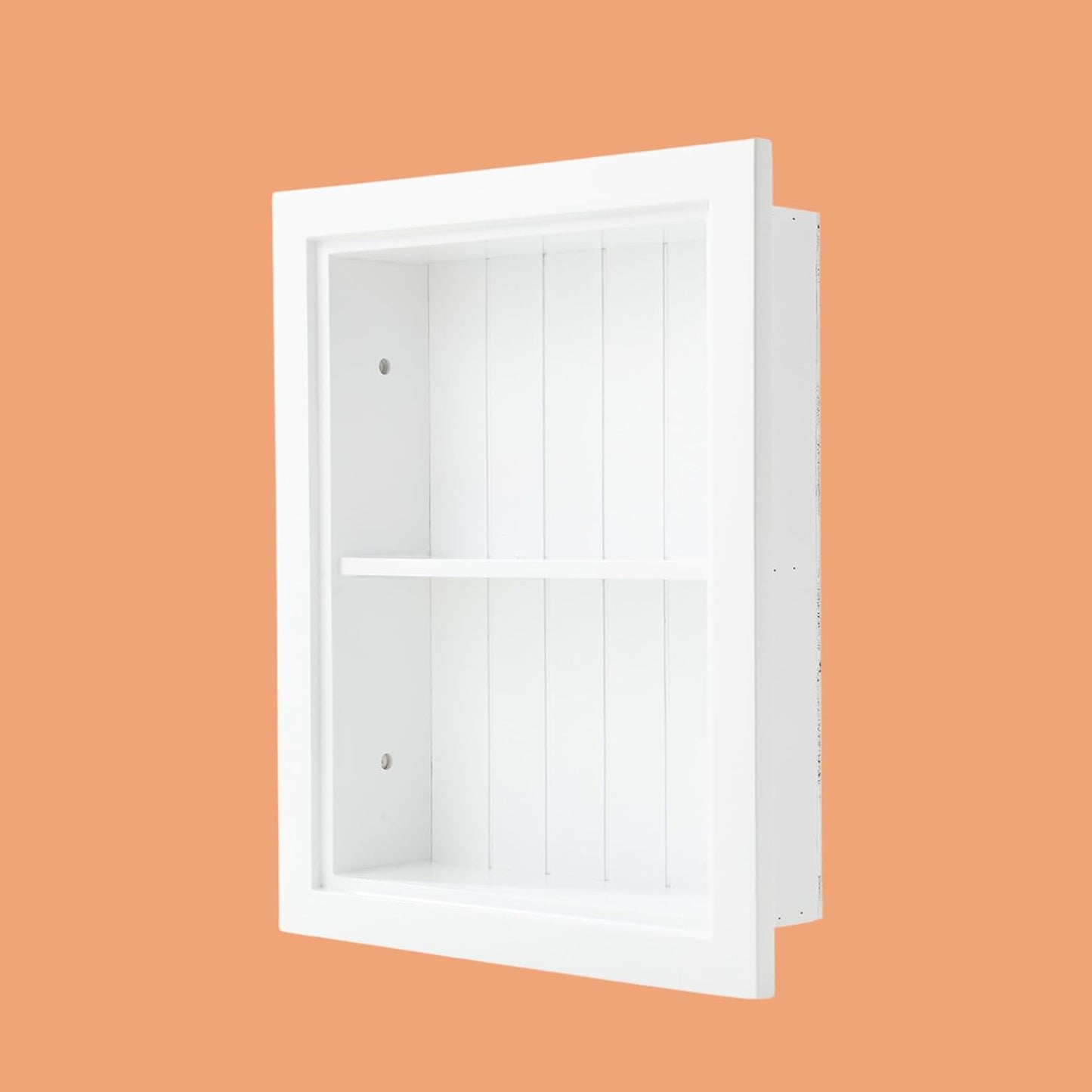 Potter-Island 14' x 18' 2-tier Medicine Cabinet Recessed, Wall Niche, Bathroom Wall Cabinet, Between Studs Shelving for Drywall, (Beadboard