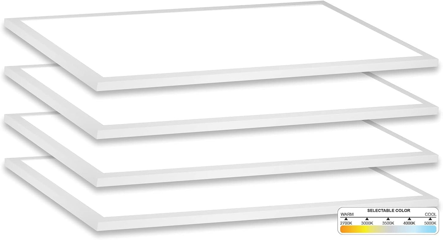 NUWATT 1x2 FT Surface Mount LED Ceiling Panel (4 Pack) 22W Built in Internal Driver, 5 CCT- 2700k, 3000K, 3500k, 4000K, 500