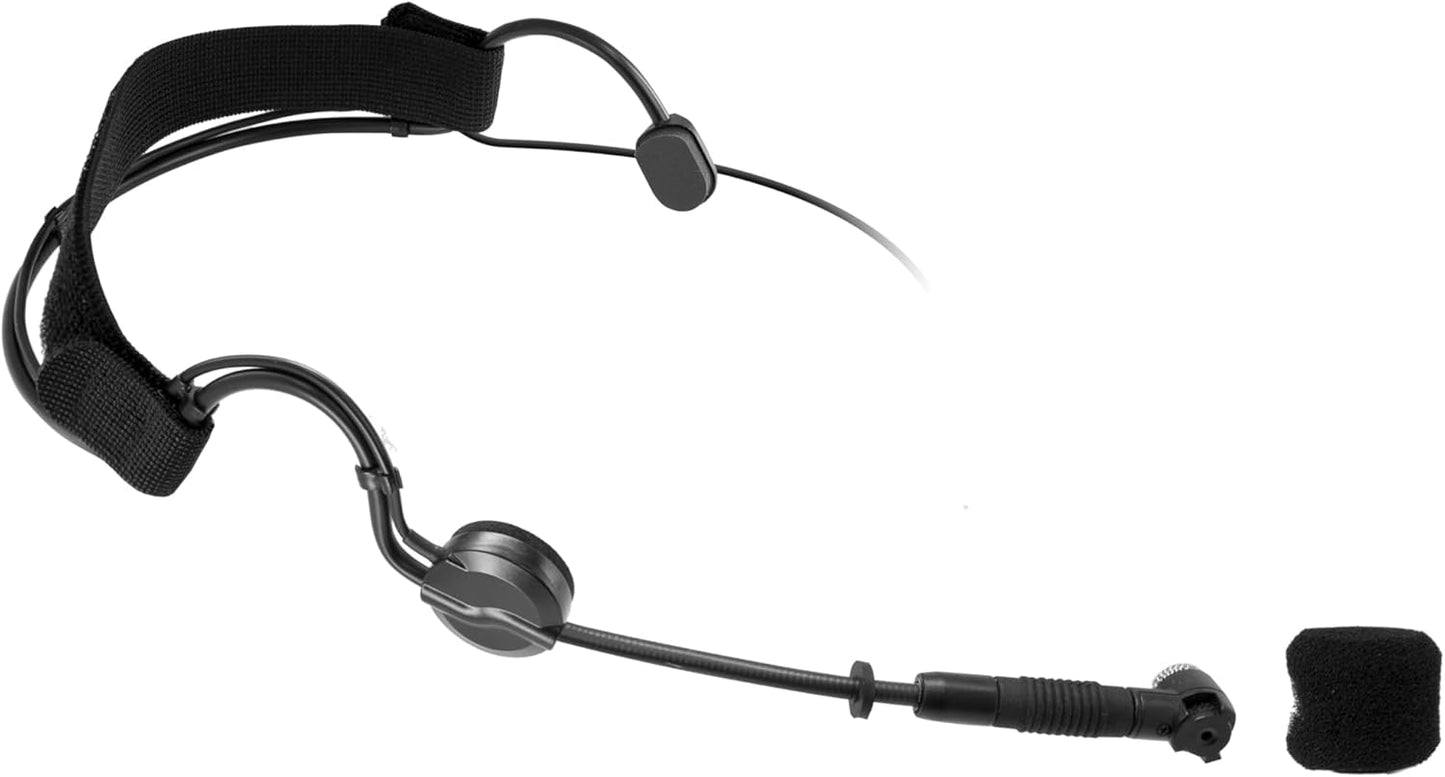 Professional Head-worn Condenser Wired Microphone with Adjustable Gooseneck, Noise-Cancelling Windscreen, Mini 3-P Connector for Fitne