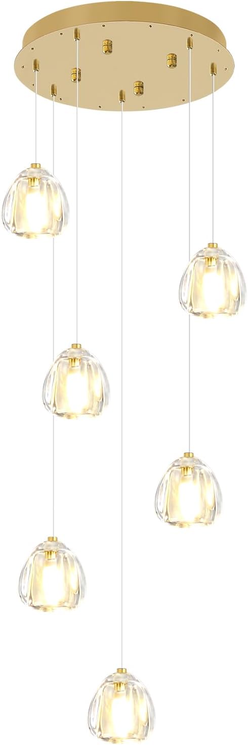 Modern Crystal Chandeliers 6-Lights Hanging Ball Pendant Light Gold