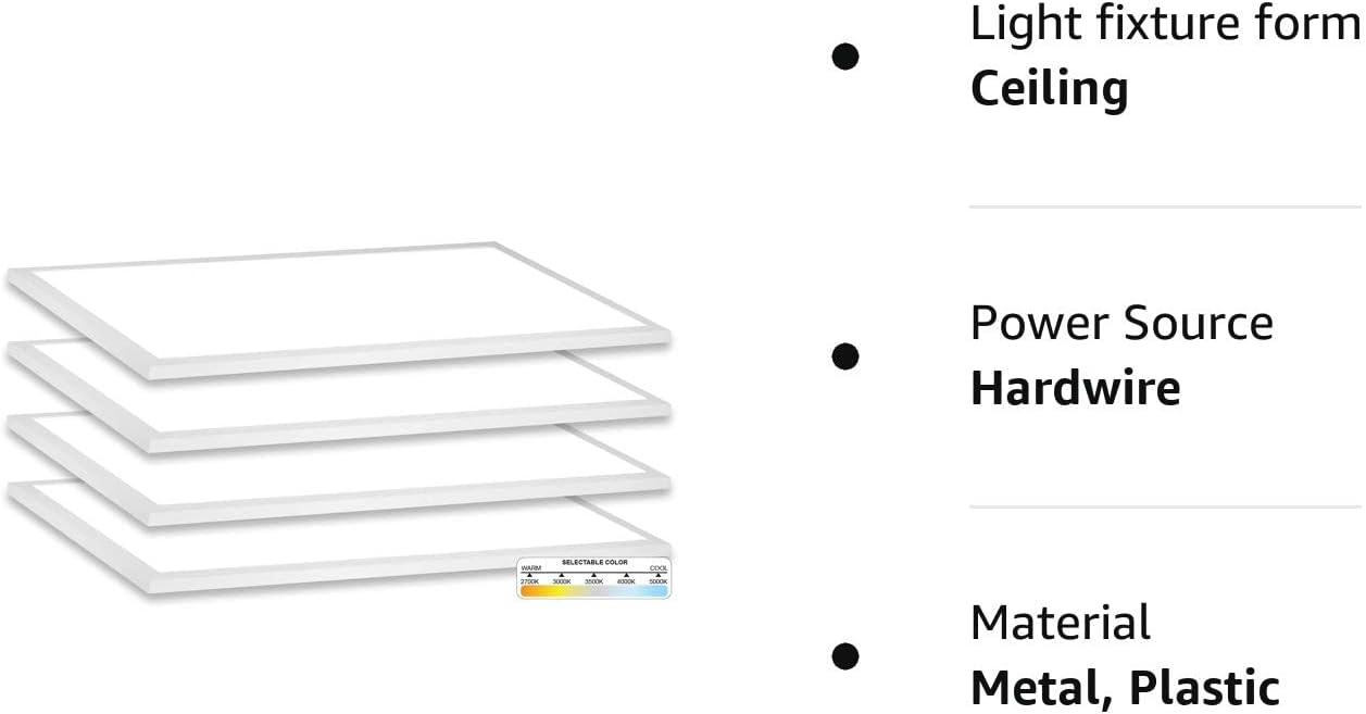 NUWATT 1x2 FT Surface Mount LED Ceiling Panel (4 Pack) 22W Built in Internal Driver, 5 CCT- 2700k, 3000K, 3500k, 4000K, 500