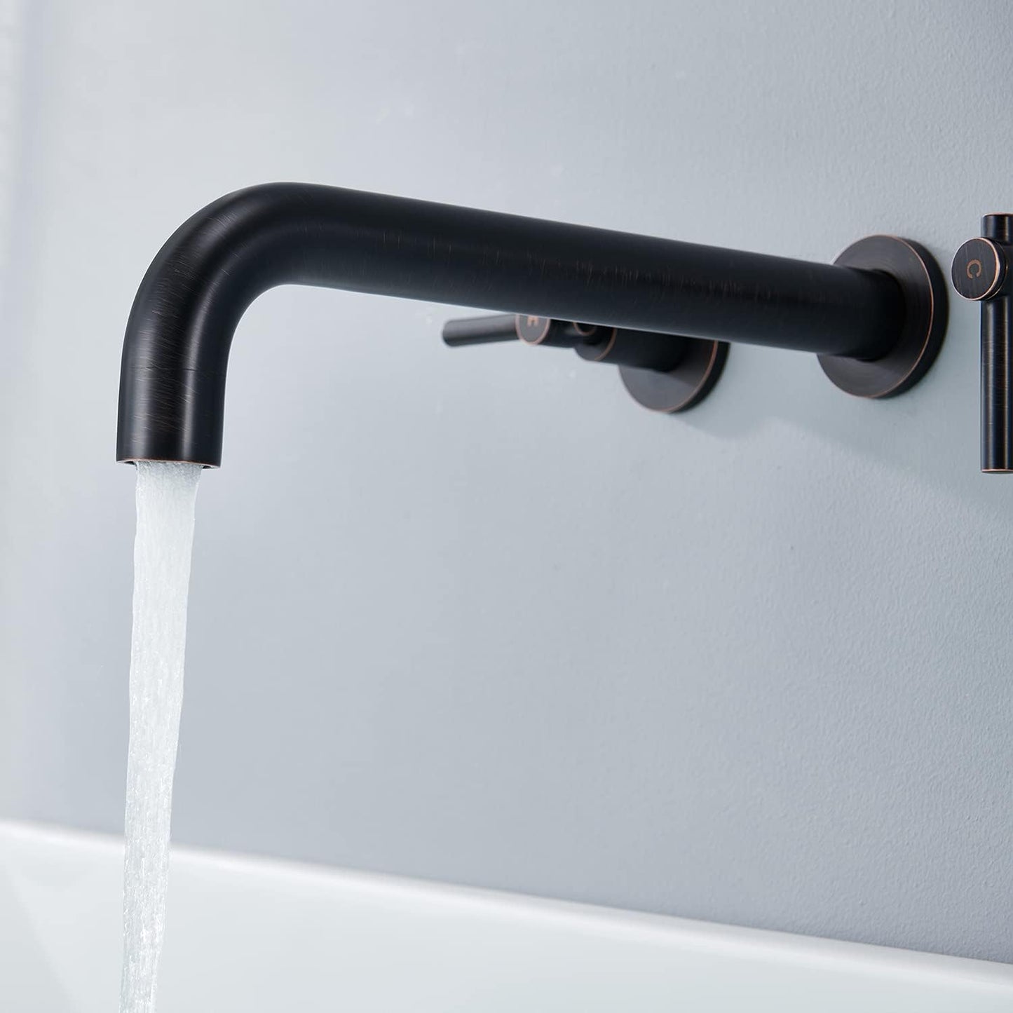 Wowkk Tub Filler Wall Mount Tub Faucet Oil Rubbed Bronze Brass Bathroom Bathtub Faucets with 2 Handles (Oil Rubbed Bronze)